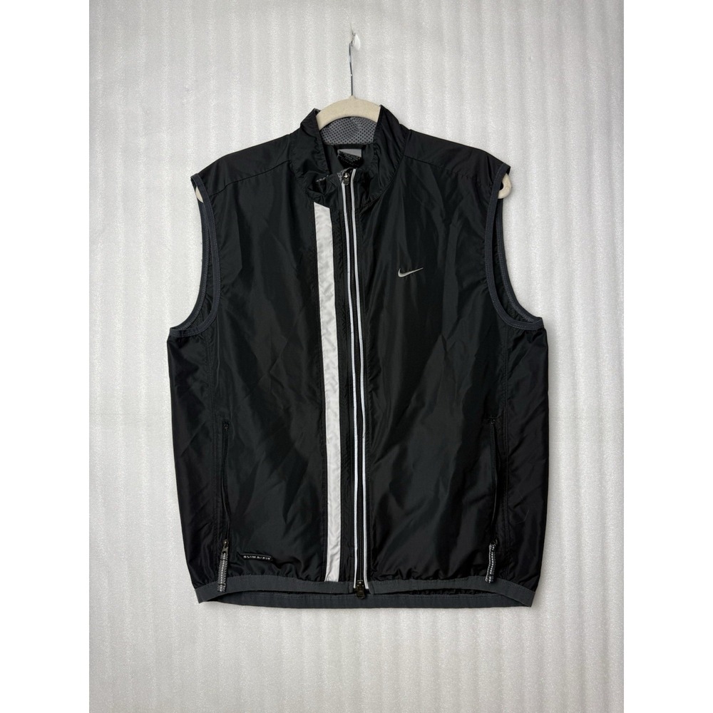 Vintage Nike Clima-FIT Running Vest Black Reflective Stripe Y2K Techwear Mens M